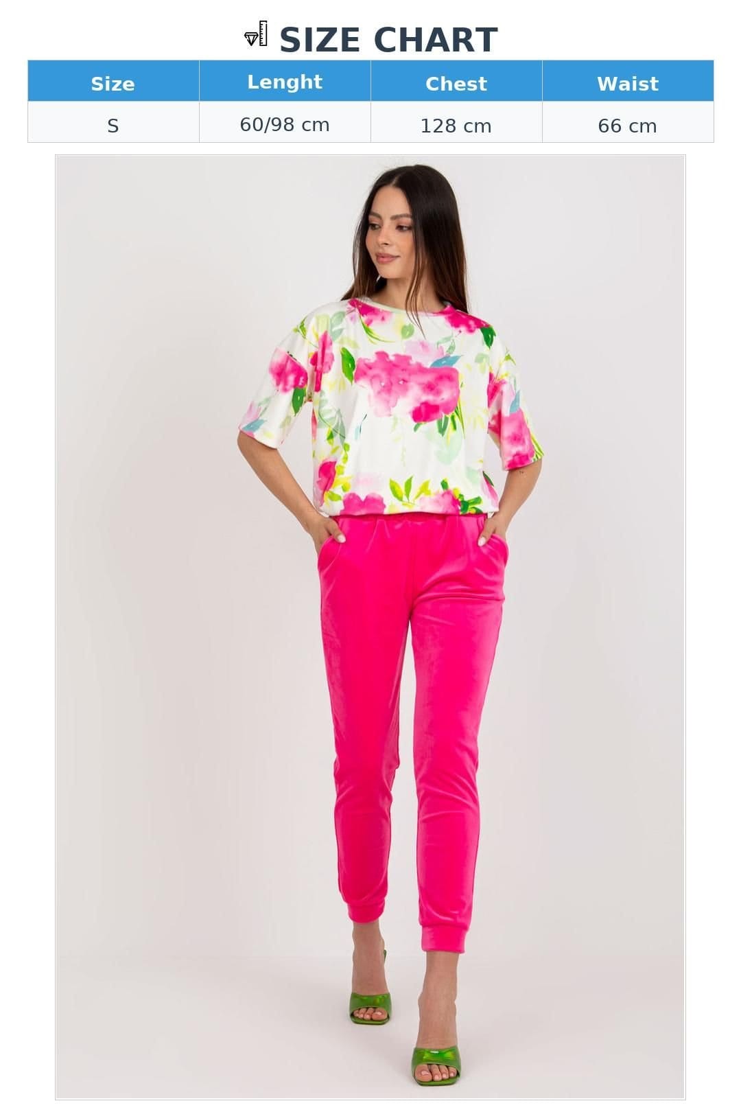 Love Lace Love Lace Women's Velour Blouse & High Waist Pants Set in Fuchsia - 4