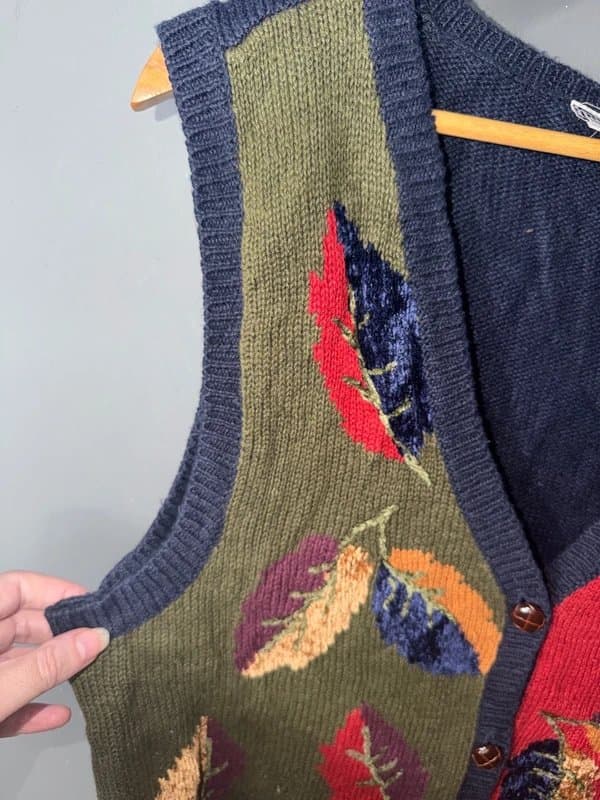 New Look Colour Block Knit Vest Patterned Sweater 90s Y2K New Look 14-16