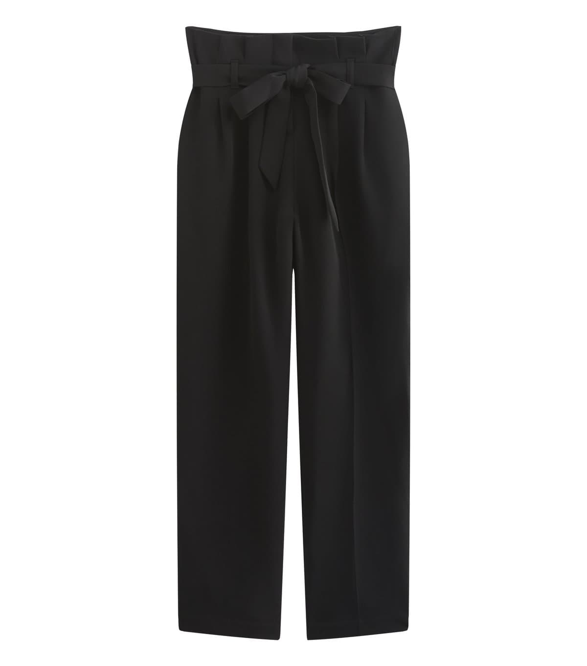 New Look Women's Black Paperbag Waist Tie Front Trousers New Look