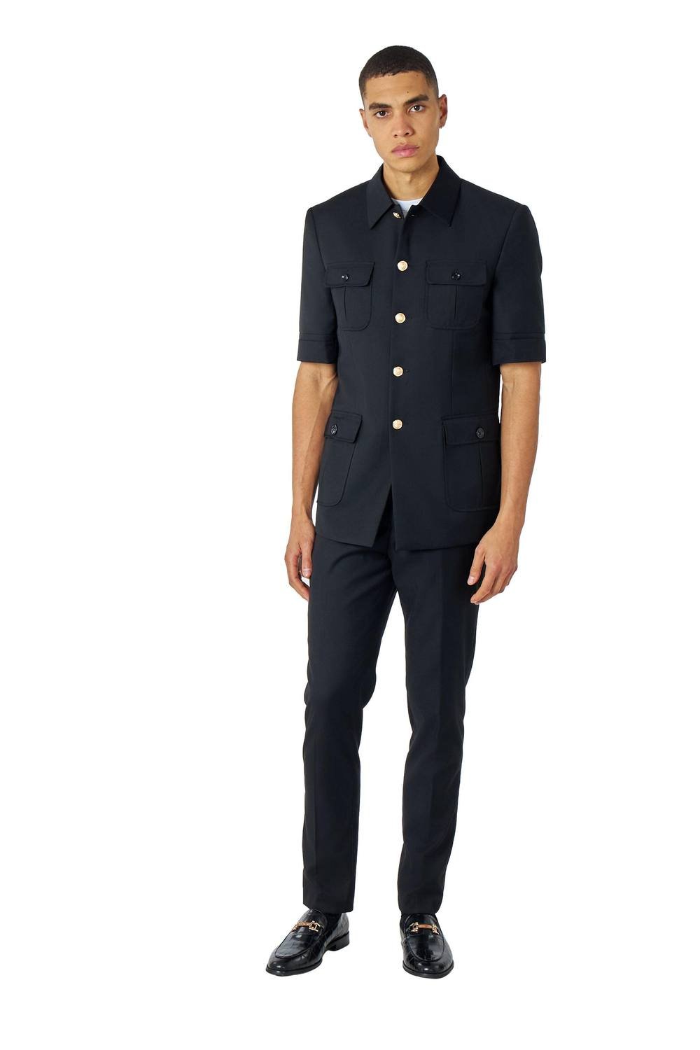 XPOSED XPOSED Men's Classic Safari 2-Piece Suit With Elegant Buttons in Black - 4