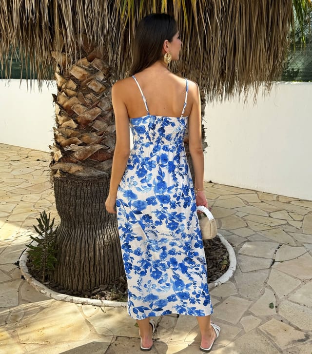 AX Paris Women's Blue Floral Print Cutout Maxi Dress AX Paris New Look - 3
