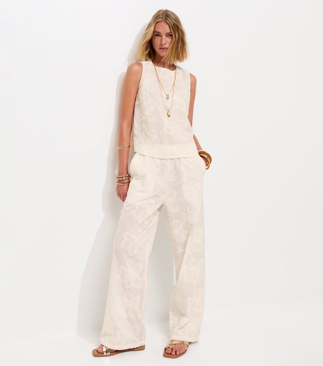 New Look Women's Cream Cornelli Embroidered Trousers New Look - 3