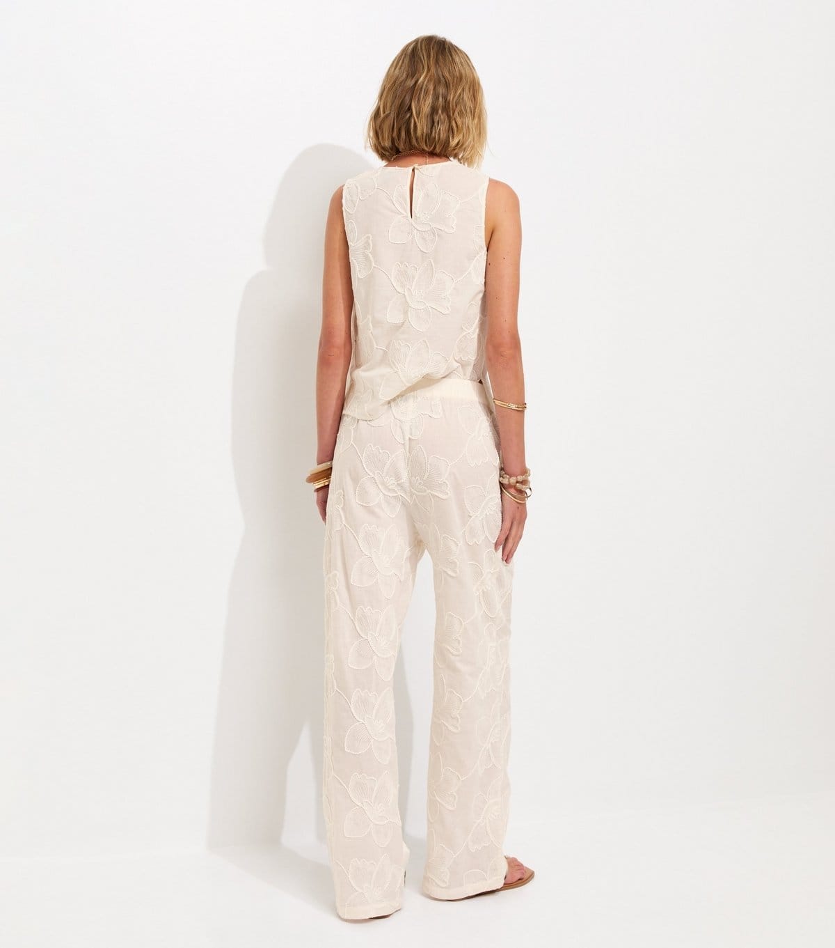 New Look Women's Cream Cornelli Embroidered Trousers New Look - 4