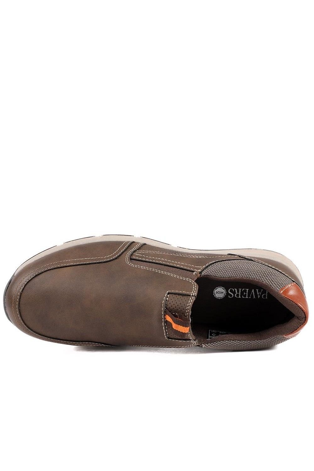 Pavers Pavers Men's Wide-Fit Elasticated Slip On Shoes in Dark Brown - 4