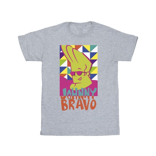 Johnny Bravo Johnny Bravo Men's Multi Triangles Pop Art T-Shirt in Grey - 2