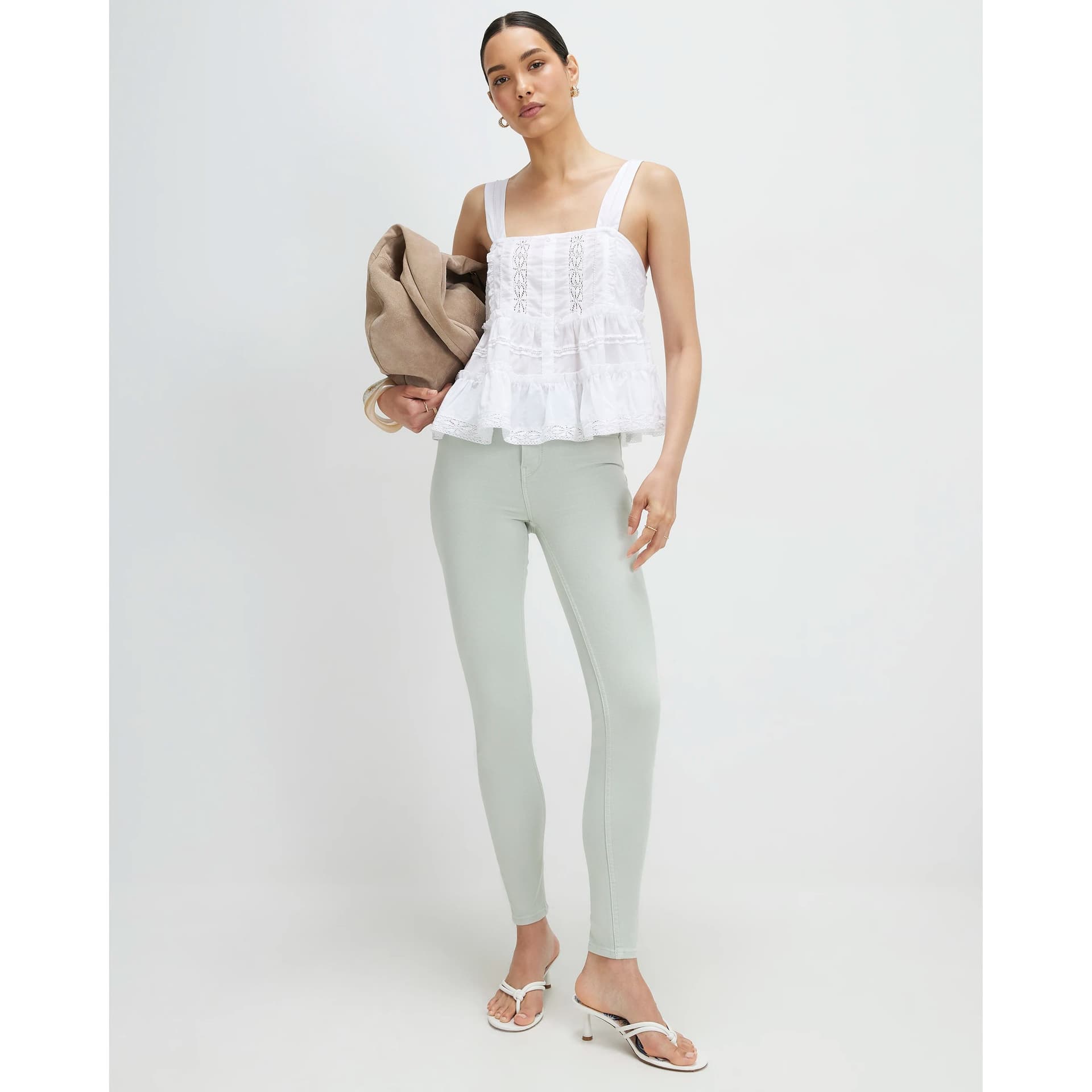 River Island River Island Womens Green Mid Rise Super Skinny Sculpt Jeans