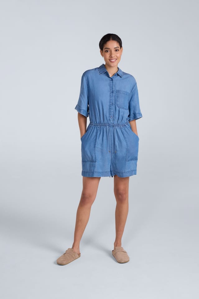 Animal Animal Women's 'Olivia' Lightweight Elastic Waist Comfortable Casual Stylish Playsuit in Light Blue - 2