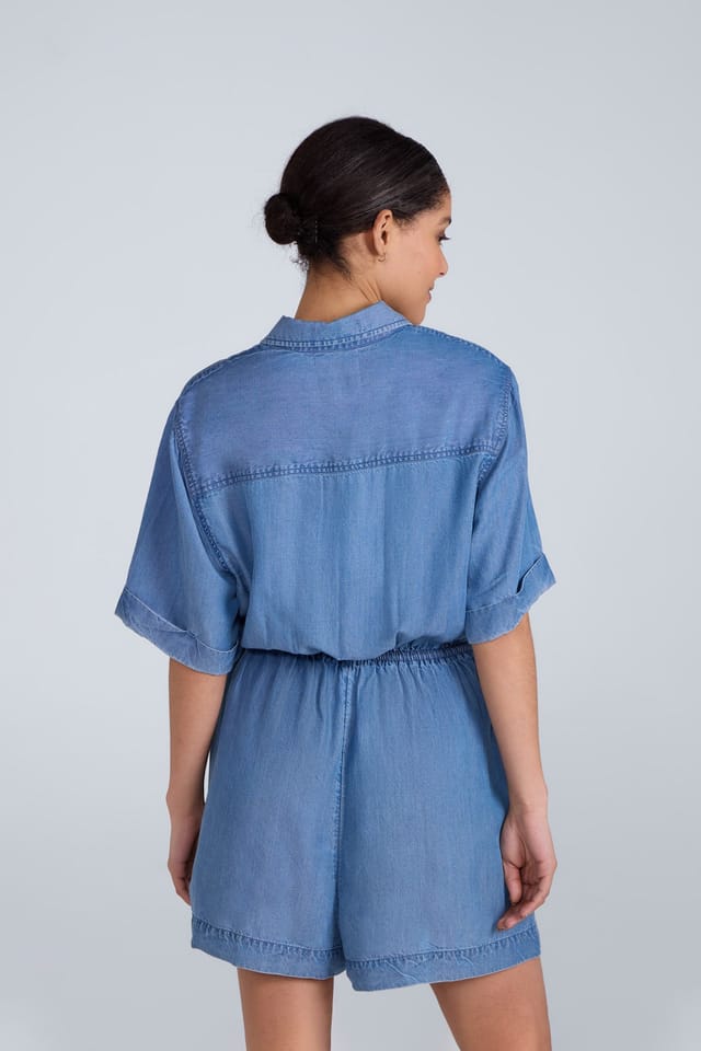 Animal Animal Women's 'Olivia' Lightweight Elastic Waist Comfortable Casual Stylish Playsuit in Light Blue - 3