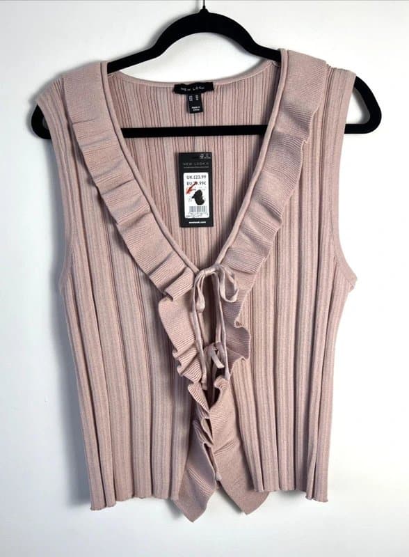 New Look New look - knit frill tie front top - size 22 - pink