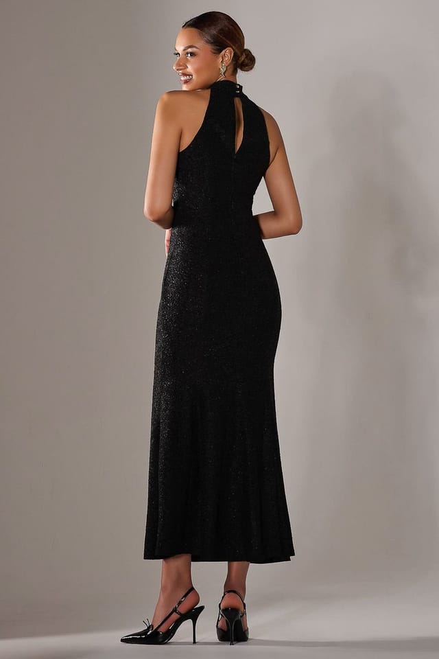 Jolie Moi Jolie Moi Women's Halter Neck Fishtail Maxi Dress in Black - 2