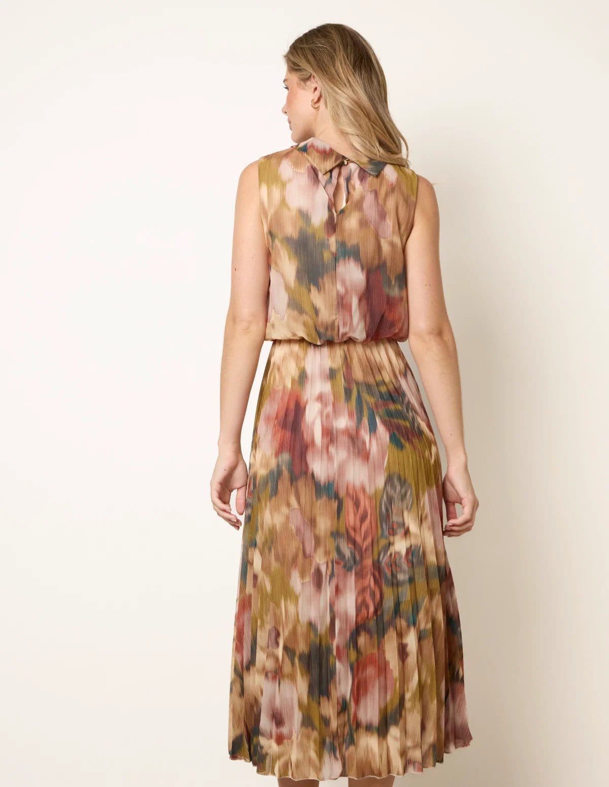 Blue Vanilla Sleeveless Cowl Neck Pleat Dress - 4