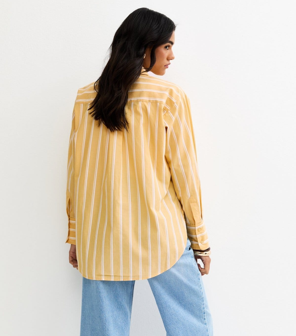 New Look Women's Yellow Cotton Striped Button Up Shirt New Look - 4