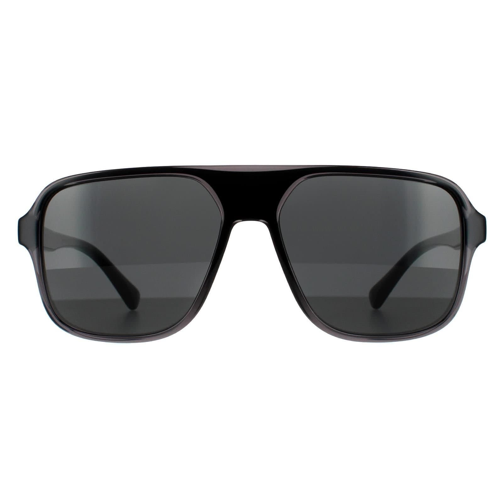 Dolce & Gabbana Dolce & Gabbana Men's Square Transparent Grey & Black Dark Grey Sunglasses