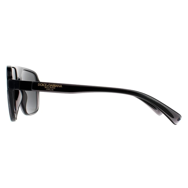 Dolce & Gabbana Dolce & Gabbana Men's Square Transparent Grey & Black Dark Grey Sunglasses - 3