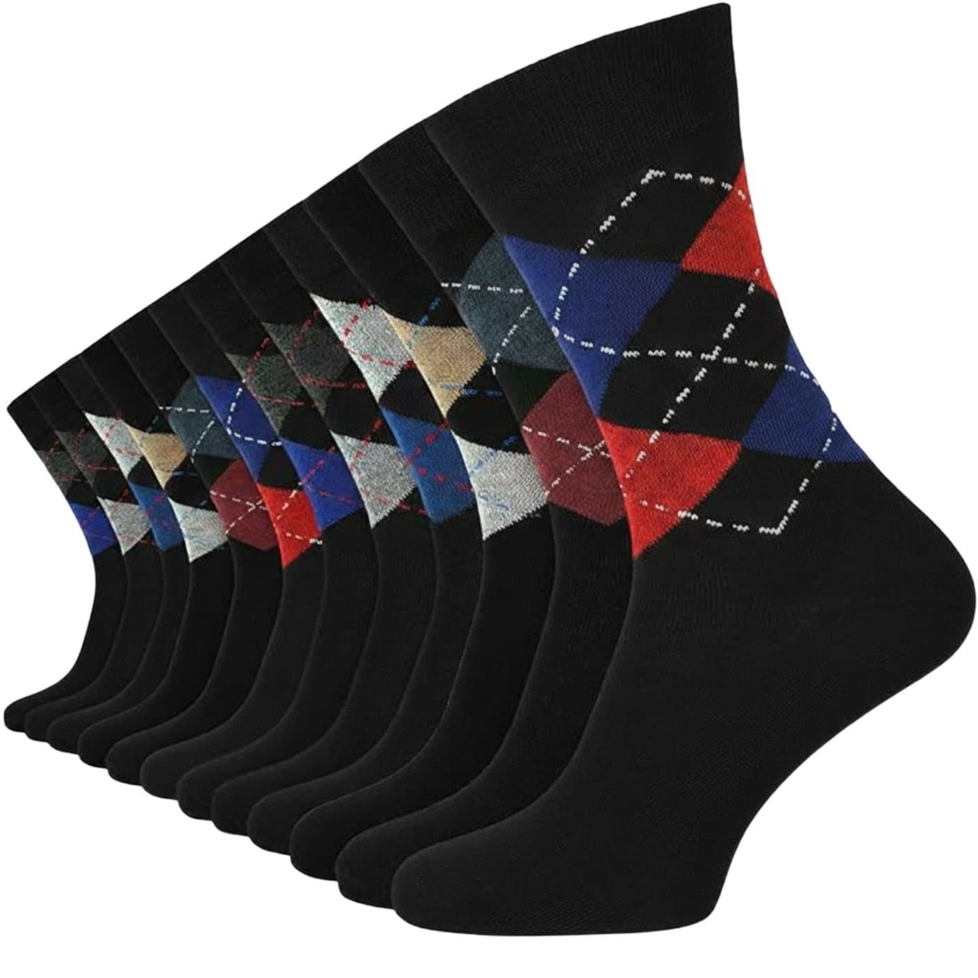 Britwear Britwear Men's Argyle Pattern Socks, 12 Pack