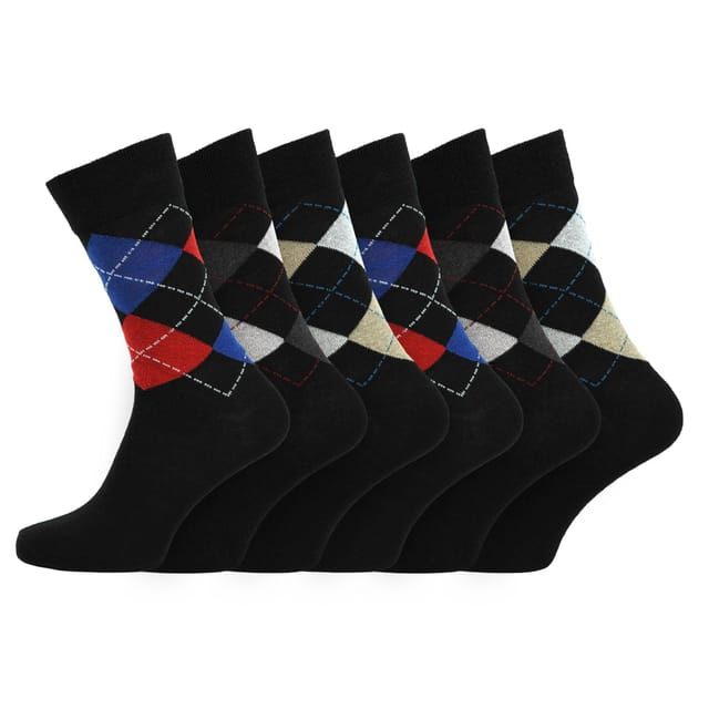 Britwear Britwear Men's 12 x Cotton Blend Argyle Design Pattern Socks - 3