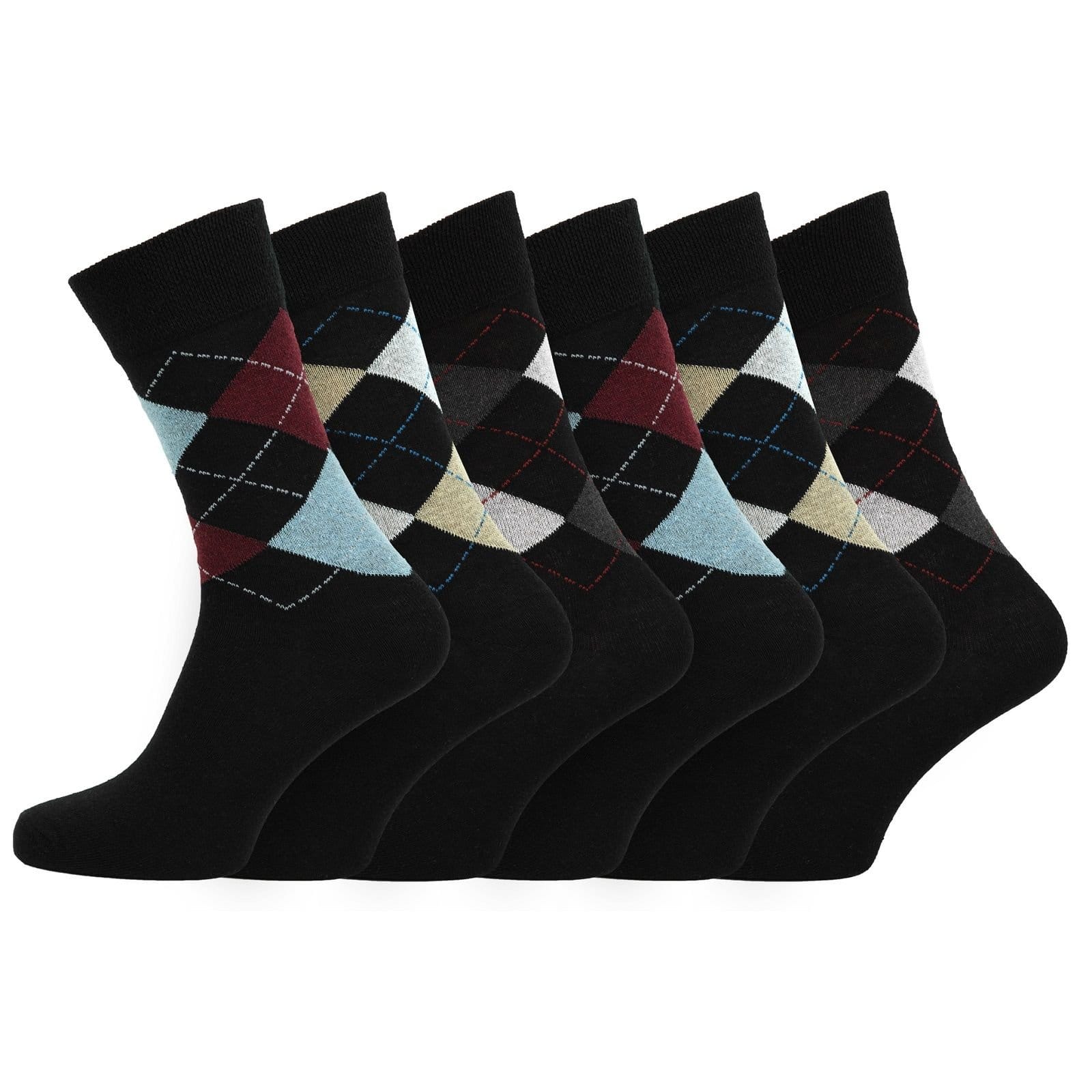 Britwear Britwear Men's 12 x Cotton Blend Argyle Design Pattern Socks - 4