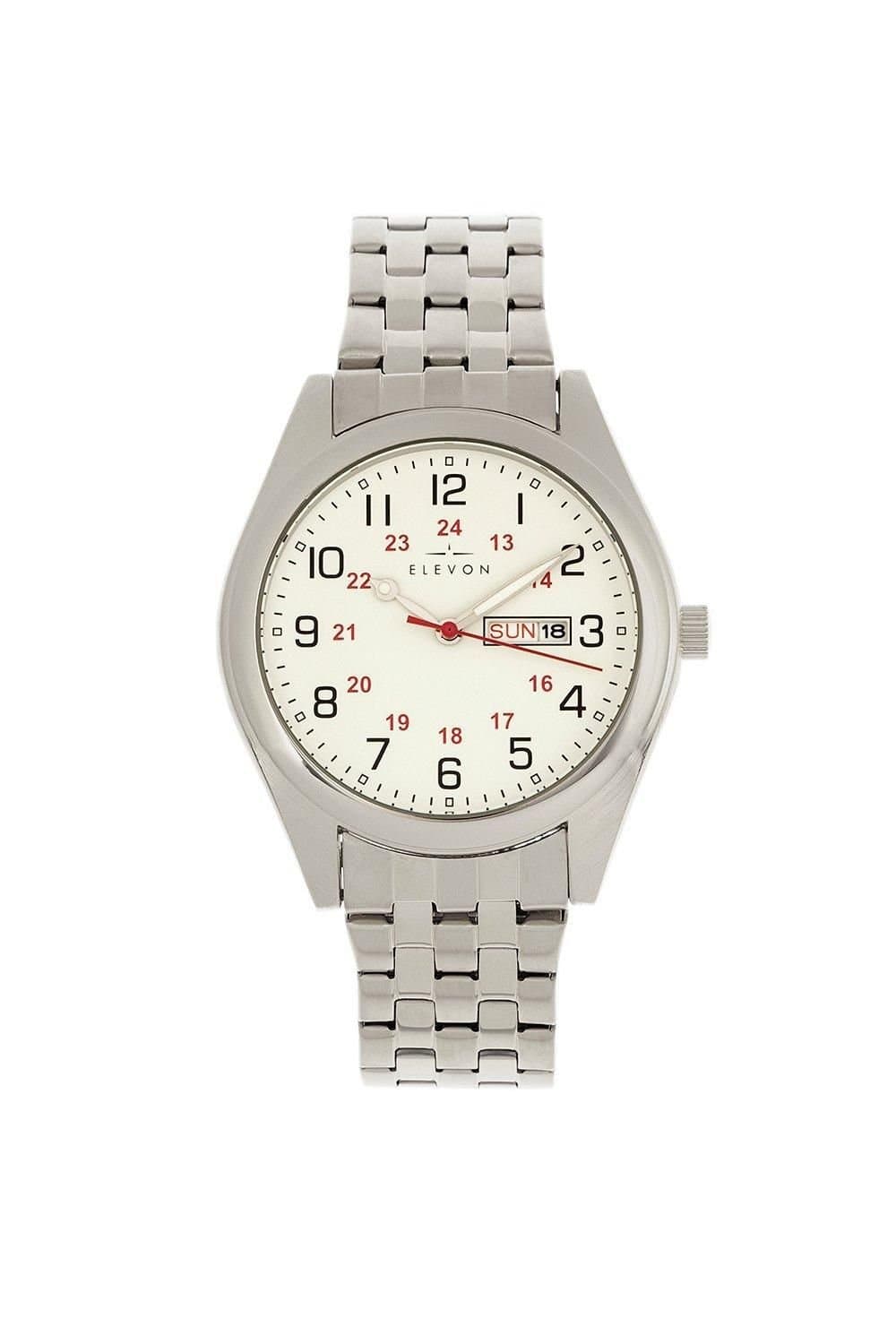 Elevon Elevon Men's Gann Bracelet Watch with Day & Date in White
