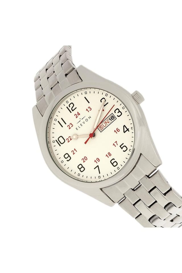 Elevon Elevon Men's Gann Bracelet Watch with Day & Date in White - 3