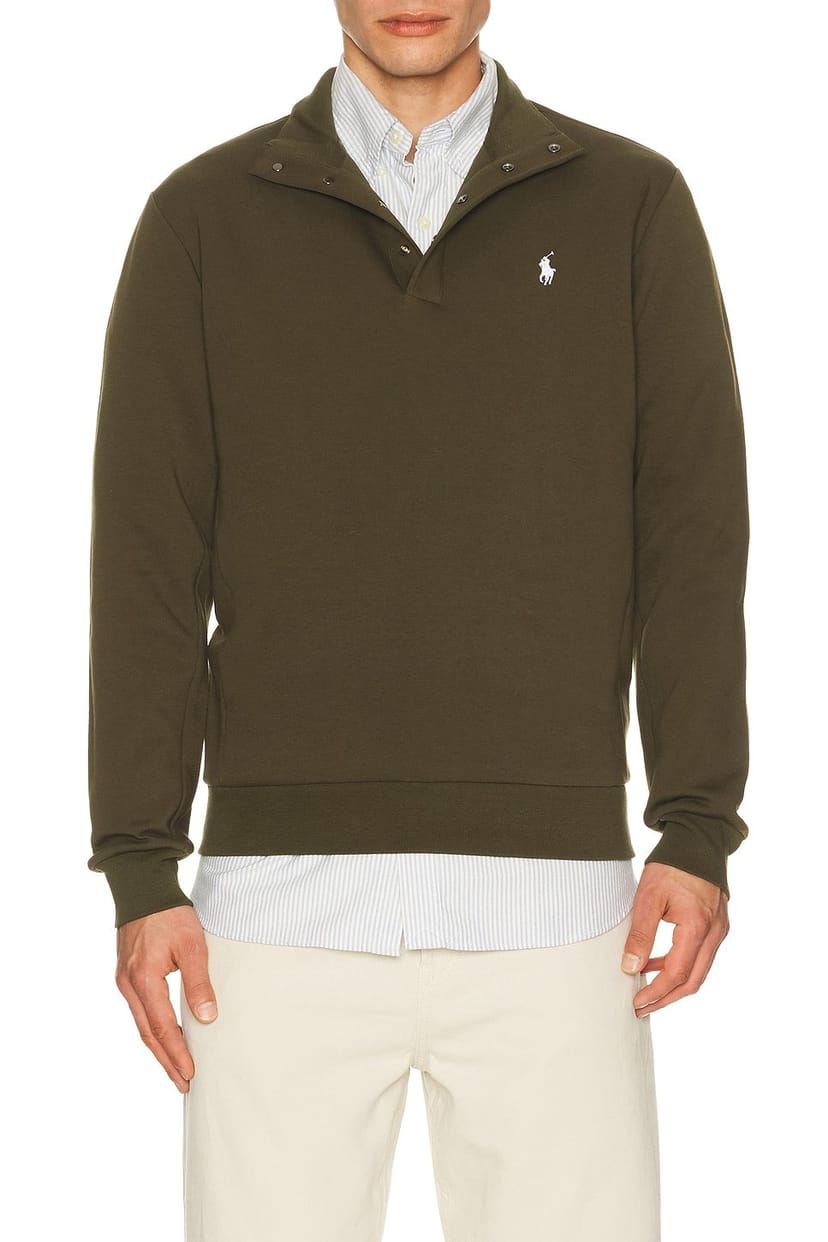 revolve Long Sleeve Double Knit Tech Snap Mocknock Pullover - 1