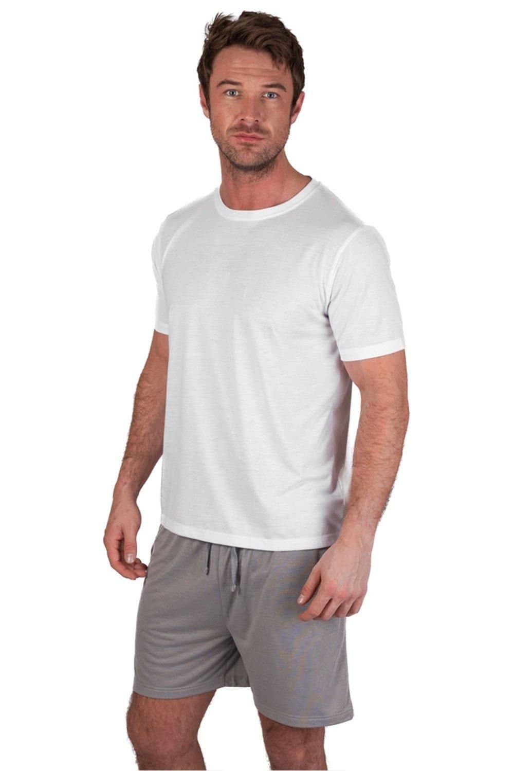 Light & Shade Light & Shade Men's Crew Neck Tee & Short Pyjama Set in White