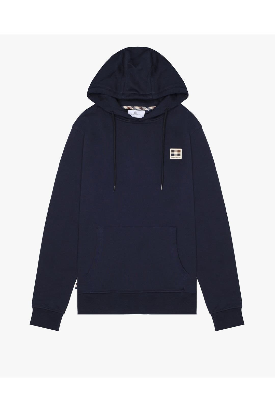 Aquascutum Aquascutum Navy Fleece Hoodie with Rubber Patch