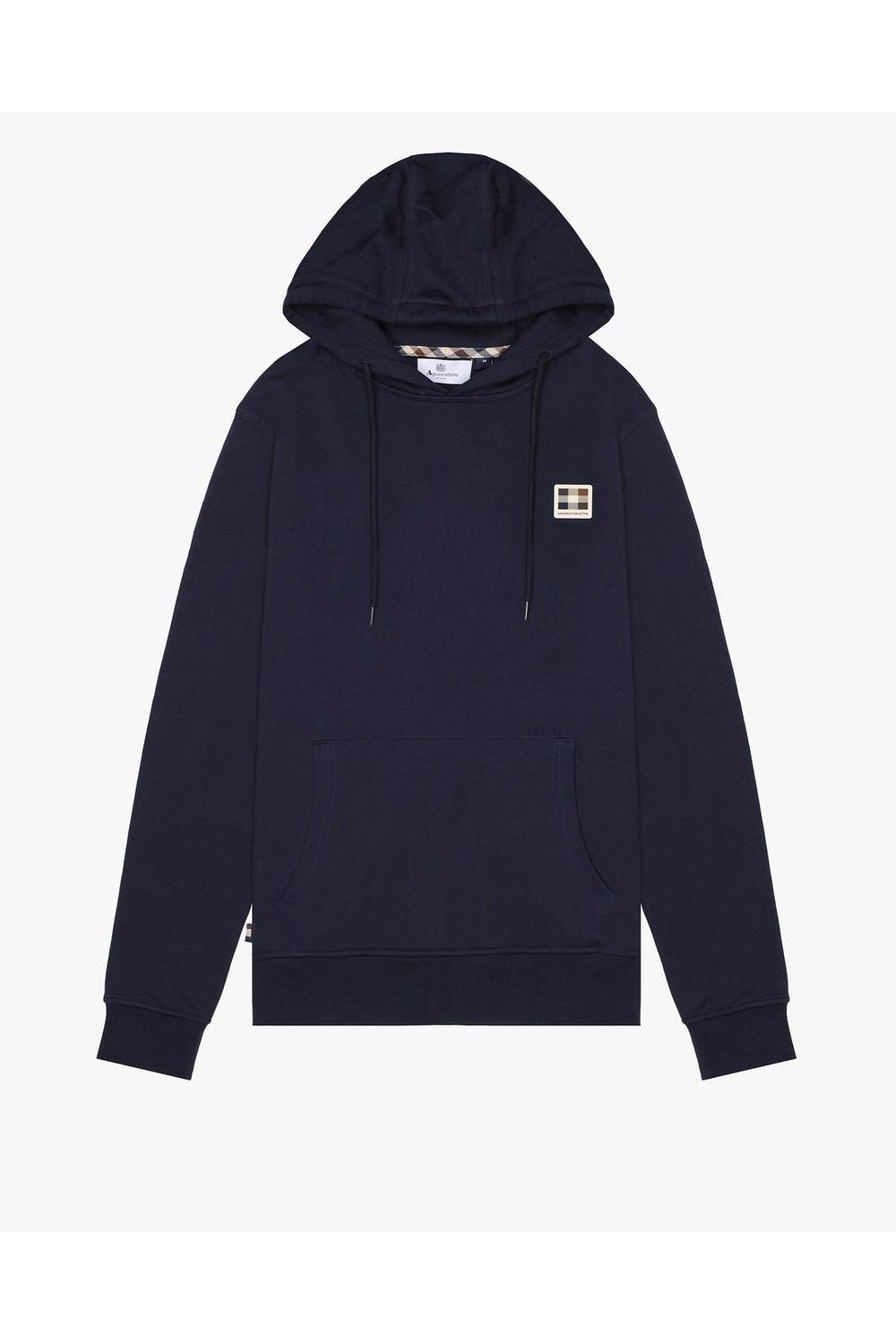 Aquascutum Aquascutum Men's Rubber Patch Hoodie Fleece Navy - 2