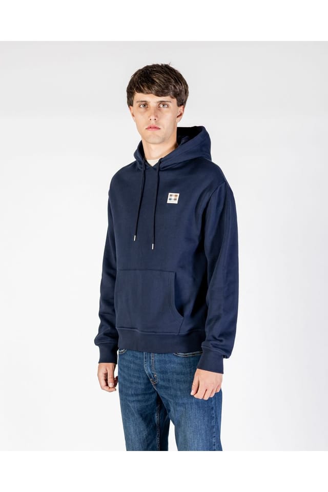 Aquascutum Aquascutum Men's Rubber Patch Hoodie Fleece Navy - 2