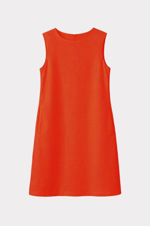 Kettlewell Kettlewell Women's Sleeveless Linen Shift Dress in Tangerine - 2