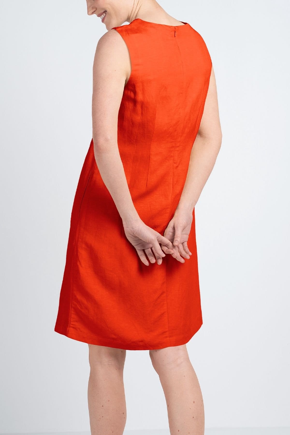 Kettlewell Kettlewell Women's Sleeveless Linen Shift Dress in Tangerine - 4