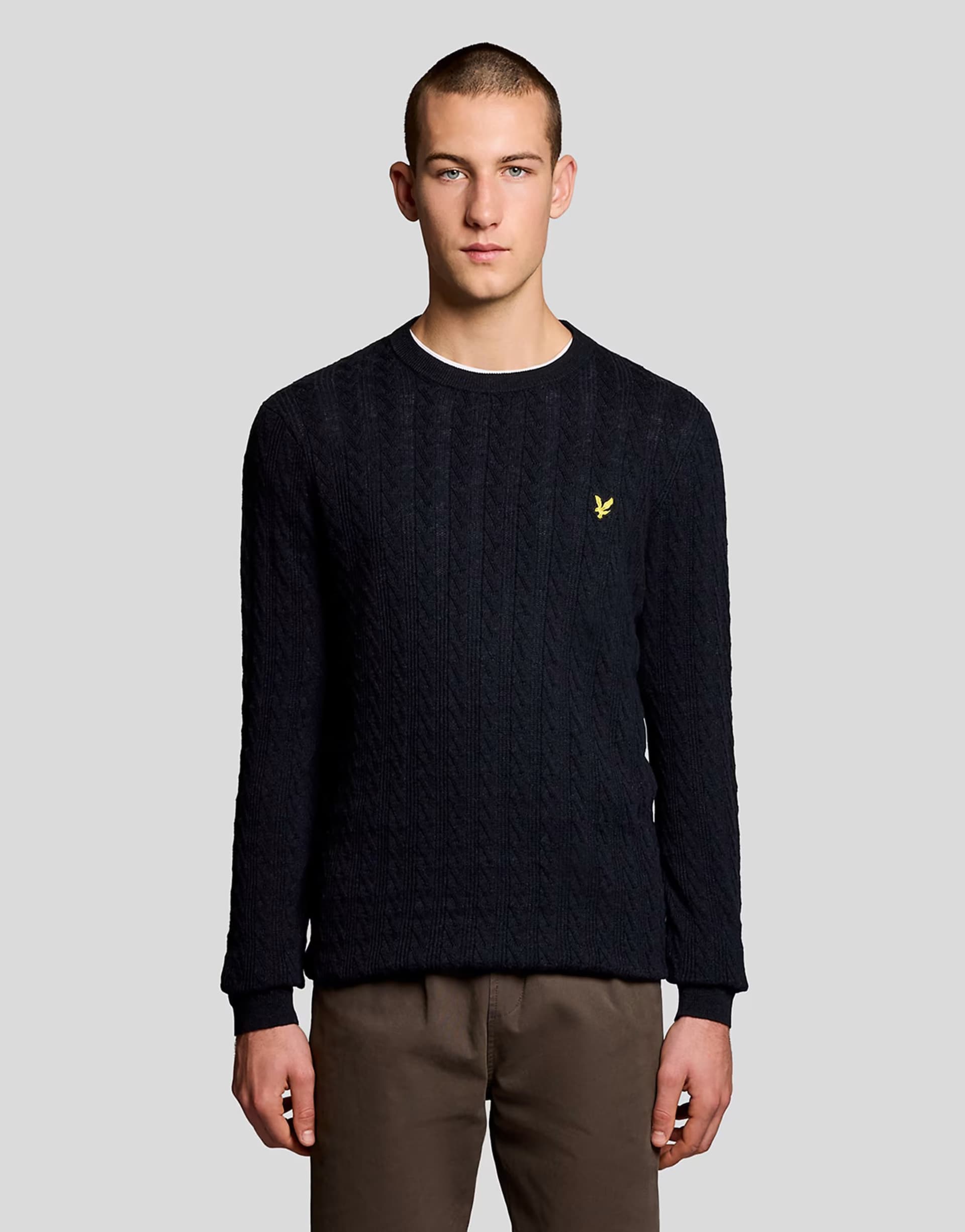 ASOS Lyle & Scott Mid knits linen blend long sleeve jumper in z56 dark navy marl