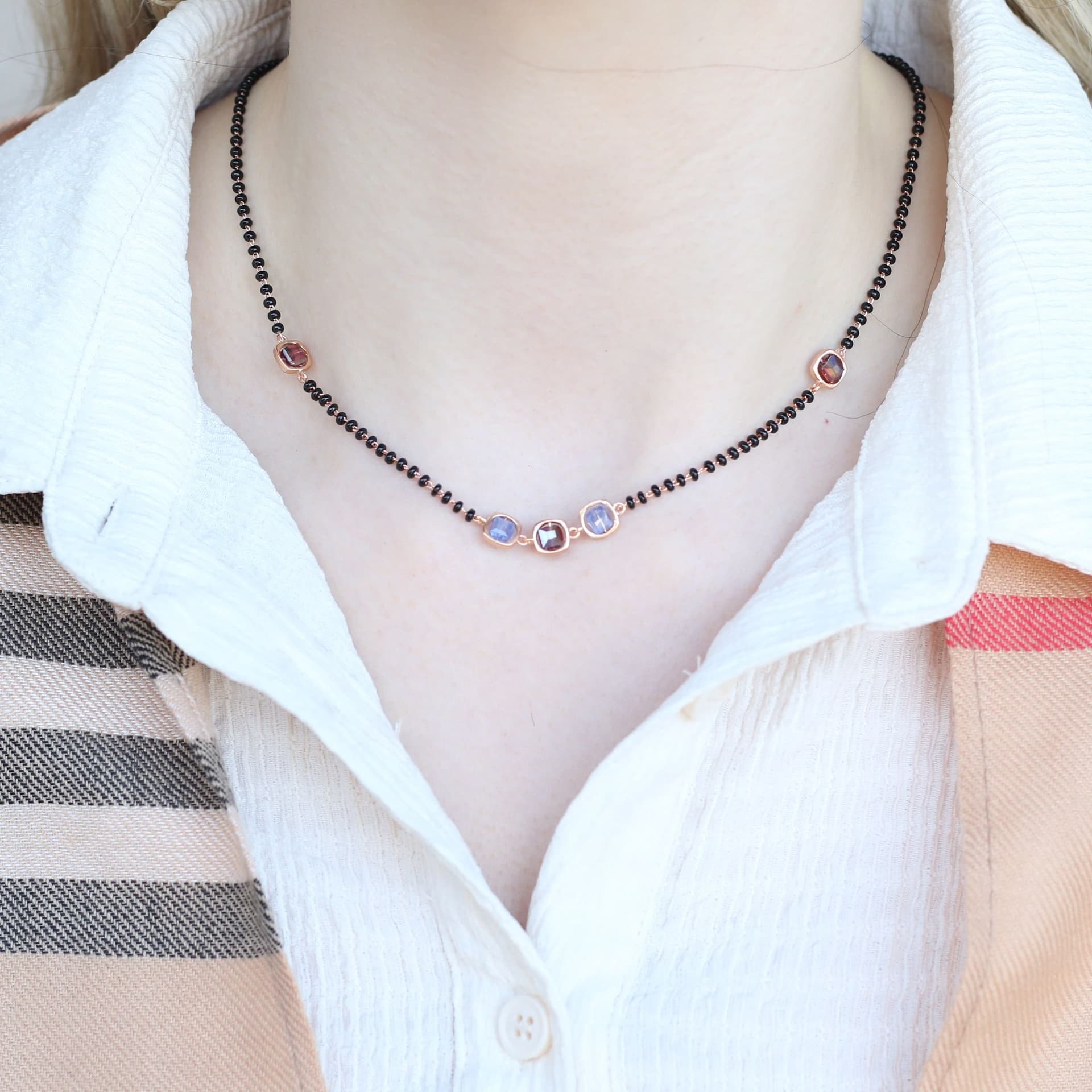 The Colourful Aura The Colourful Aura Black Bead Mangalsutra Necklace