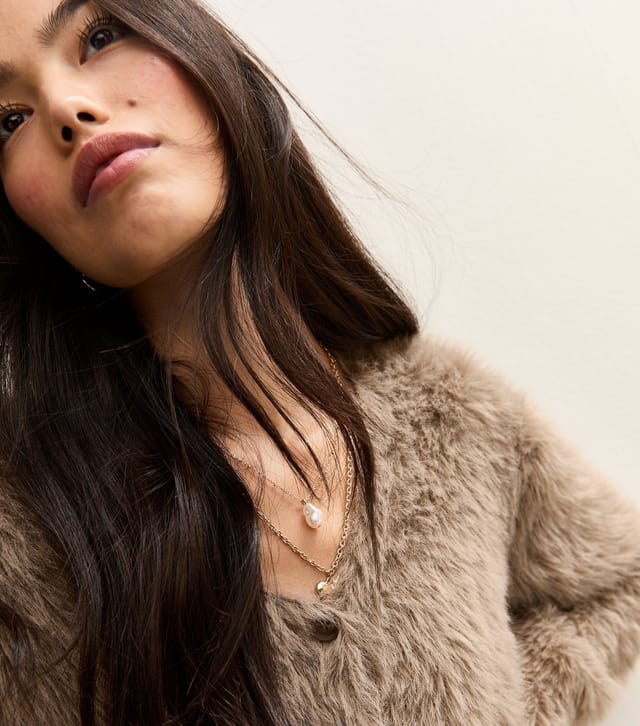 New Look Women's Camel Super Fluffy Button Up Cardigan New Look - 3