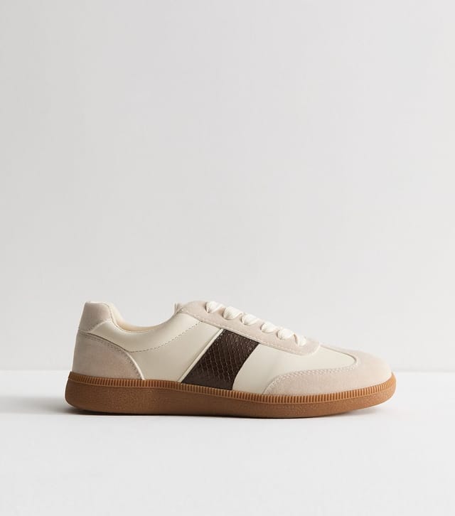 New Look Women's Brown Faux Leather Snake Embossed Panel Trainers Vegan New Look - 3
