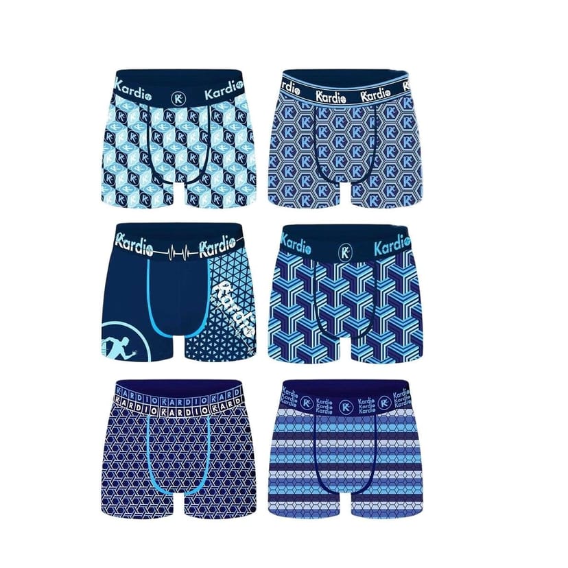 Kardio Kardio Men's Performance Boxer Shorts (Pack of 6) in Blue - 1