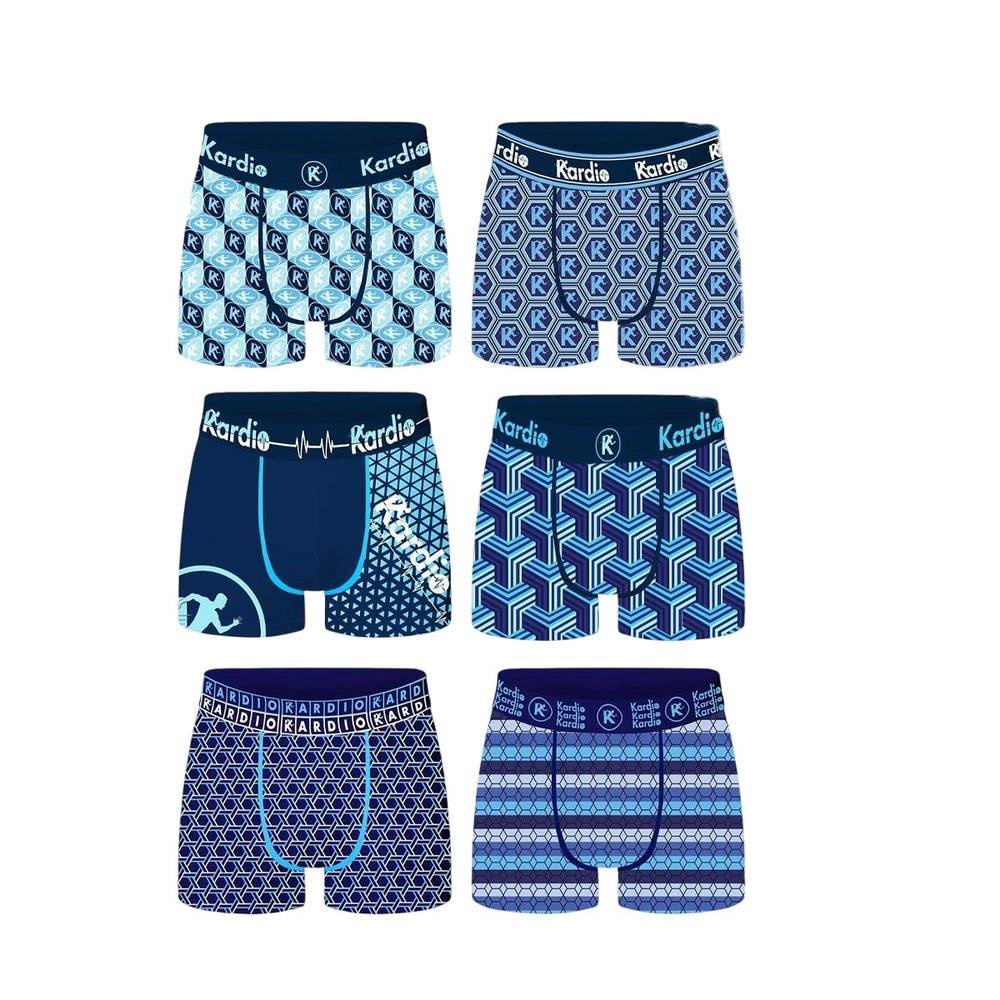 Kardio Kardio Men's Performance Boxer Shorts (Pack of 6) in Blue - 4