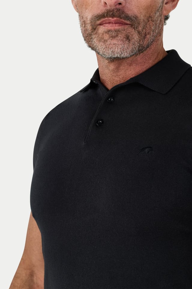 raging bull Raging Bull Men's Short Sleeve Knitted Polo in Black - 3
