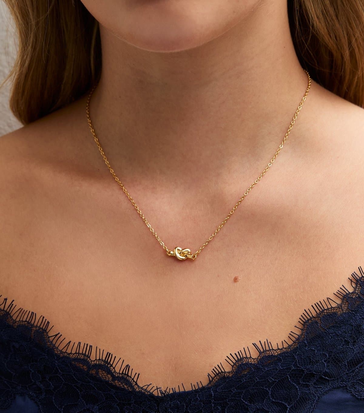 New Look 18ct Gold Plated Twist Knot Necklace New Look