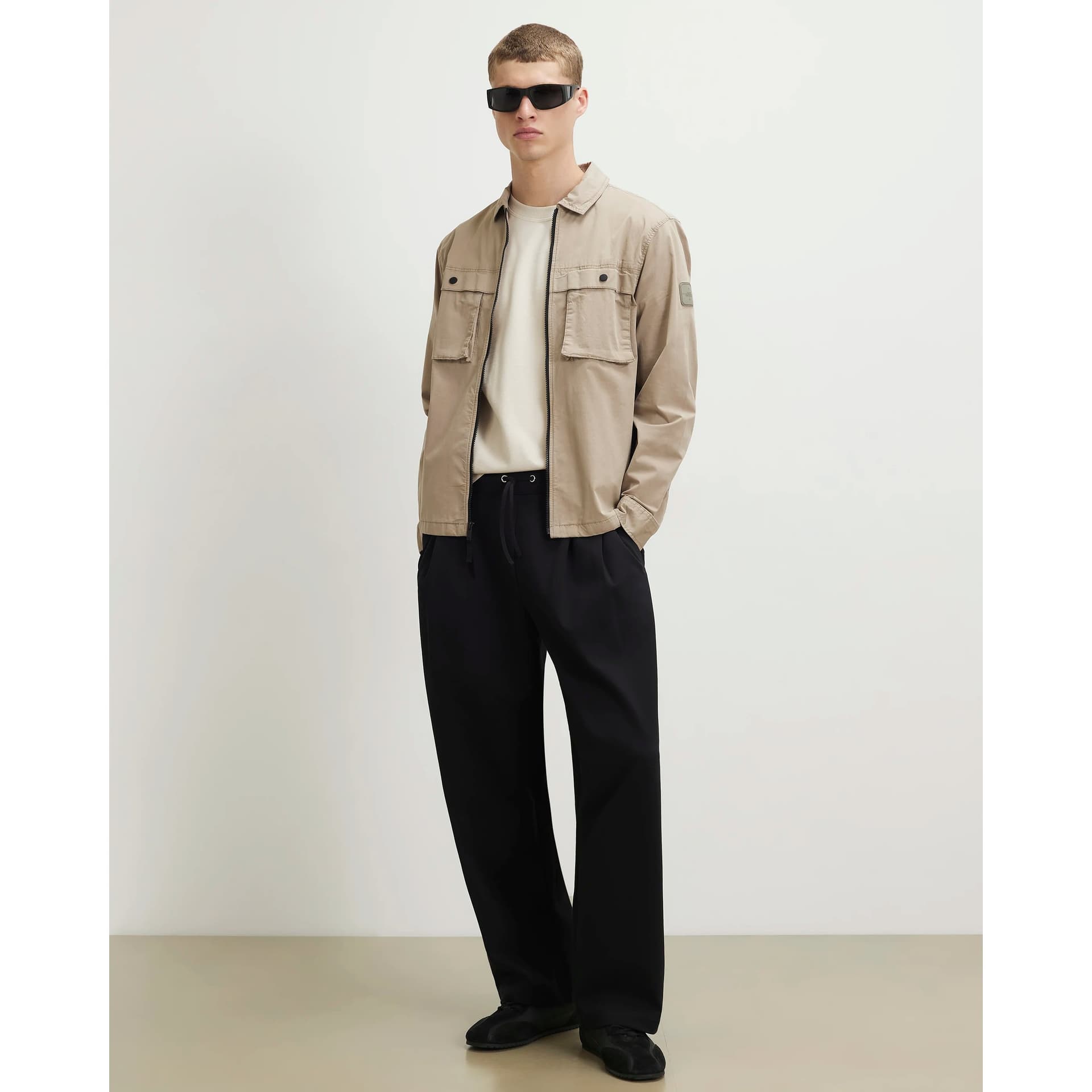 River Island Mens River Island Navy Wide Leg Pleated Joggers
