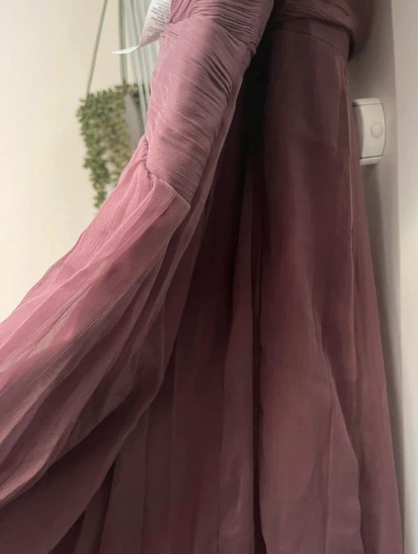 ASOS Design ASOS Design Bridesmaid ruched bodice drape maxi dress with wrap waist in mauve - 1