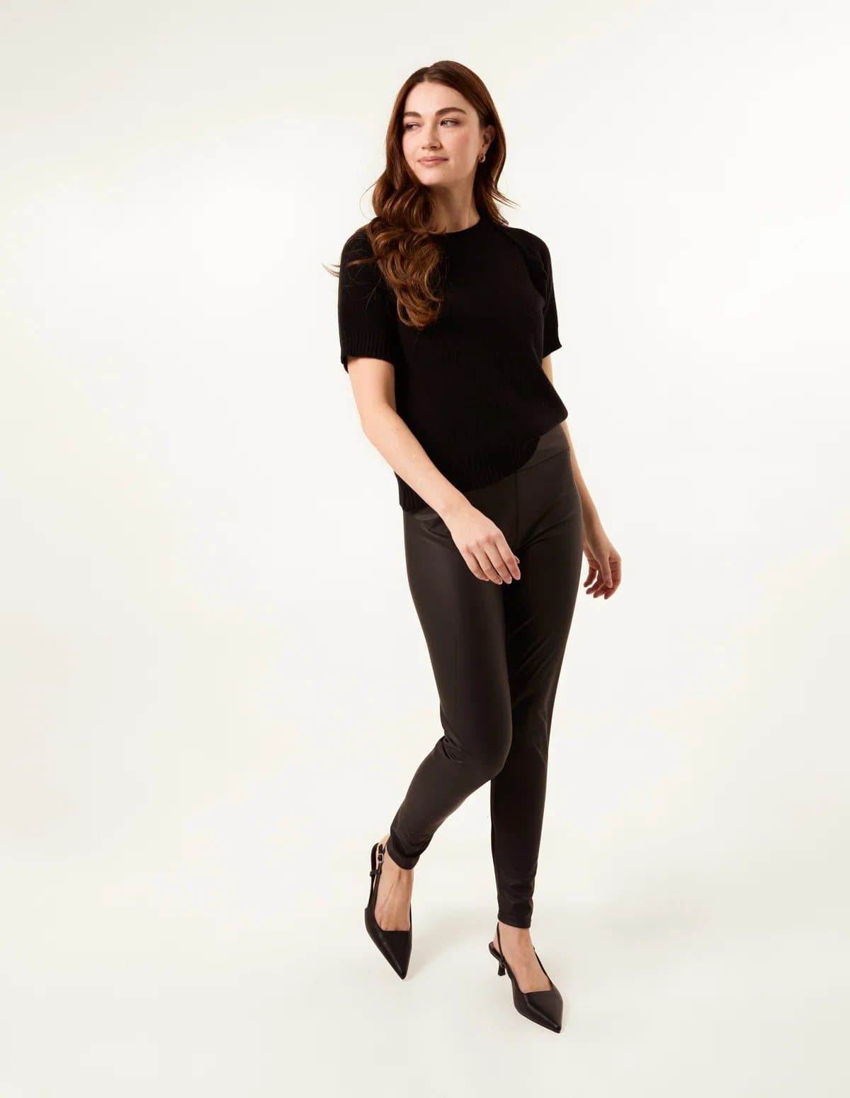 Blue Vanilla Blue Vanilla Black High Waist PU Elasticated Leggings