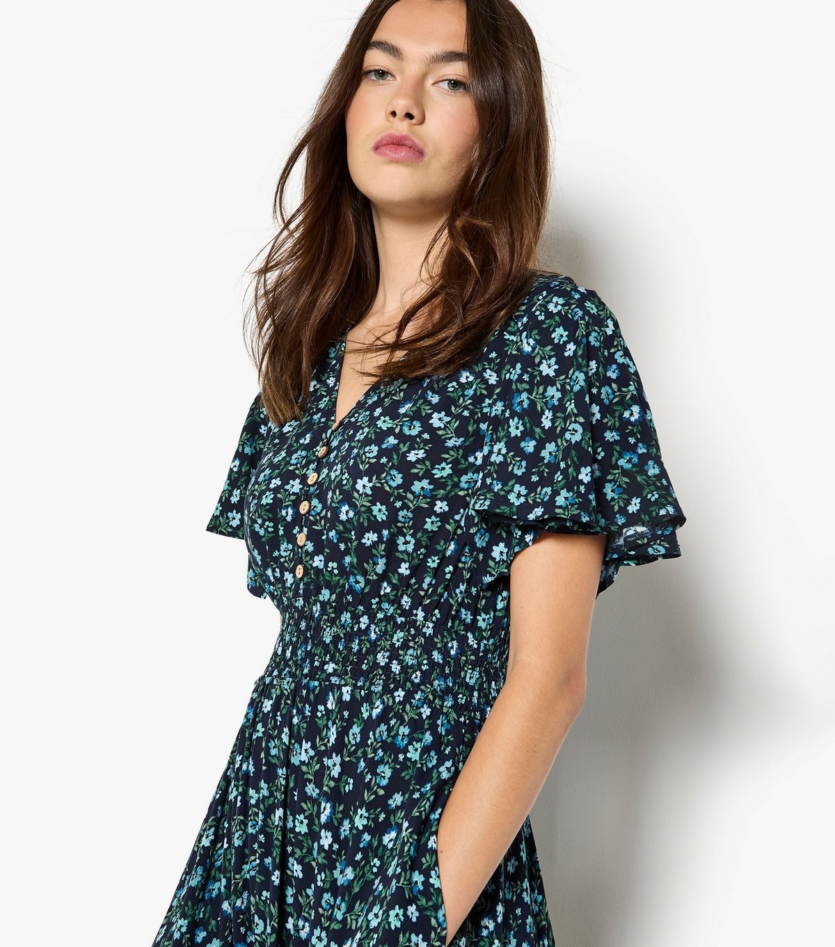 Apricot Women's Blue Wind Flower Button Dress Apricot New Look - 2