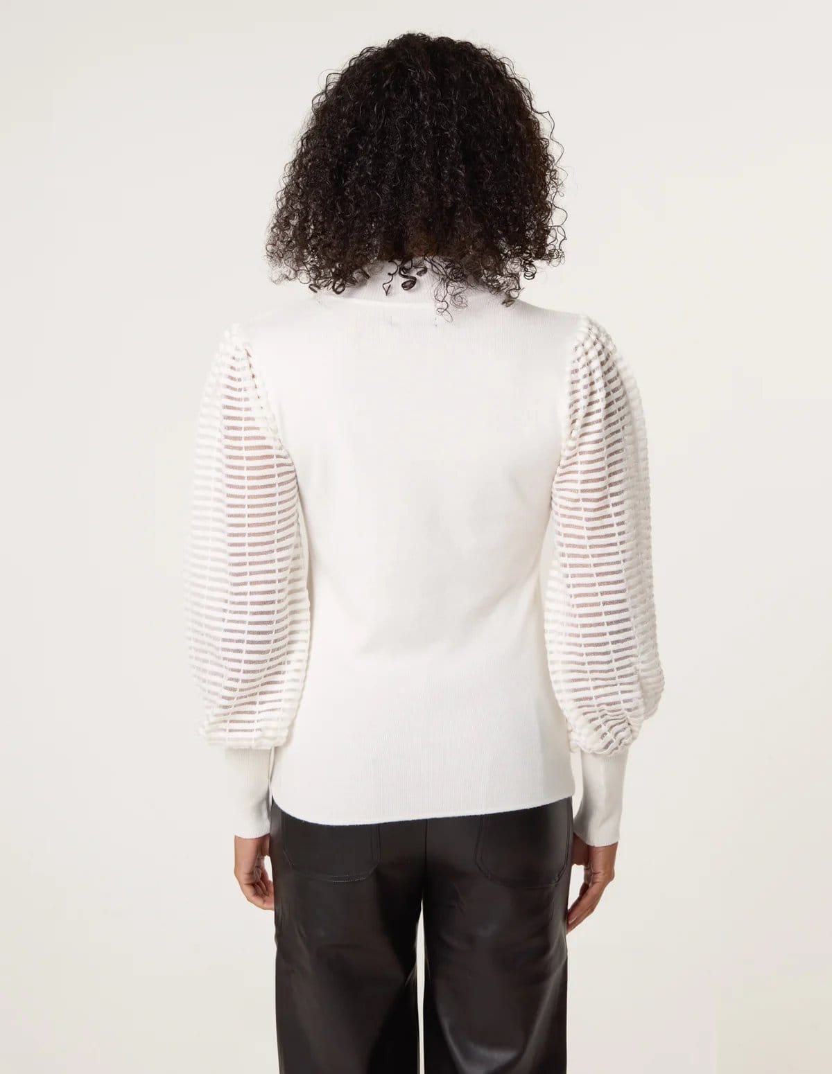 Blue Vanilla Semi-Sheer Mesh Panel Long Sleeve Jumper - 4