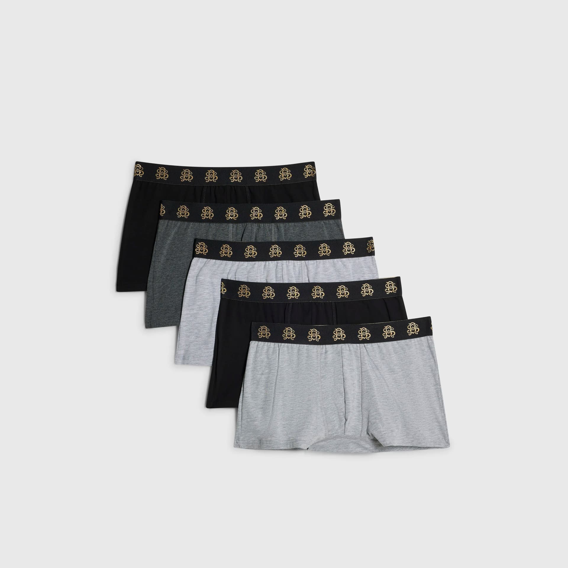 River Island Mens River Island Black Baroque Waistband Pack Of 5 Trunks