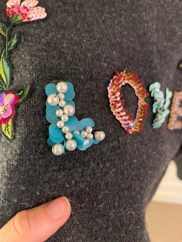 Bershka Bershka “LOVE” sequin embellished embroider grey jumper small