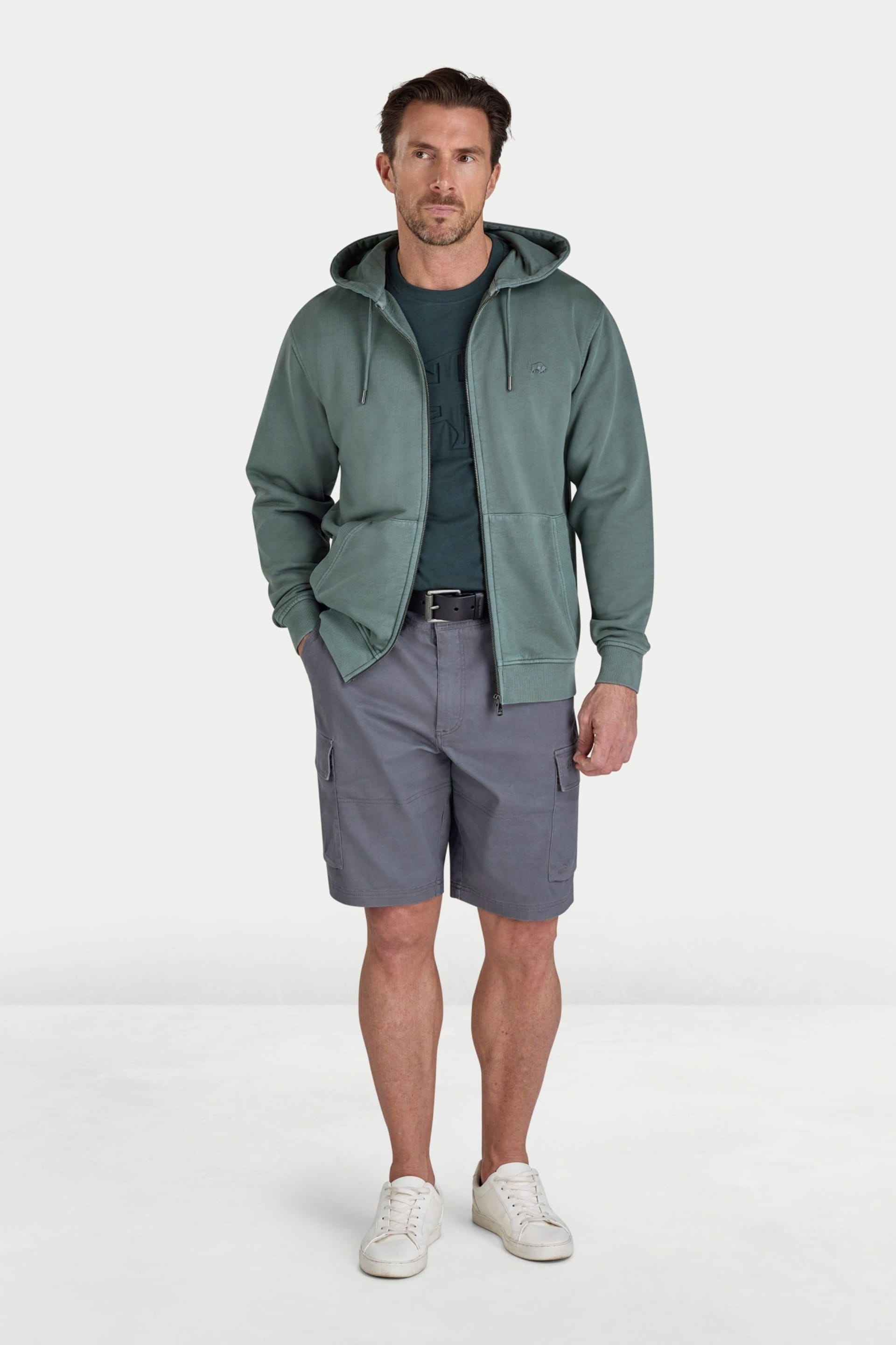 raging bull Raging Bull Men's Garment Dyed Zip Hoodie Sweat in Khaki - 4