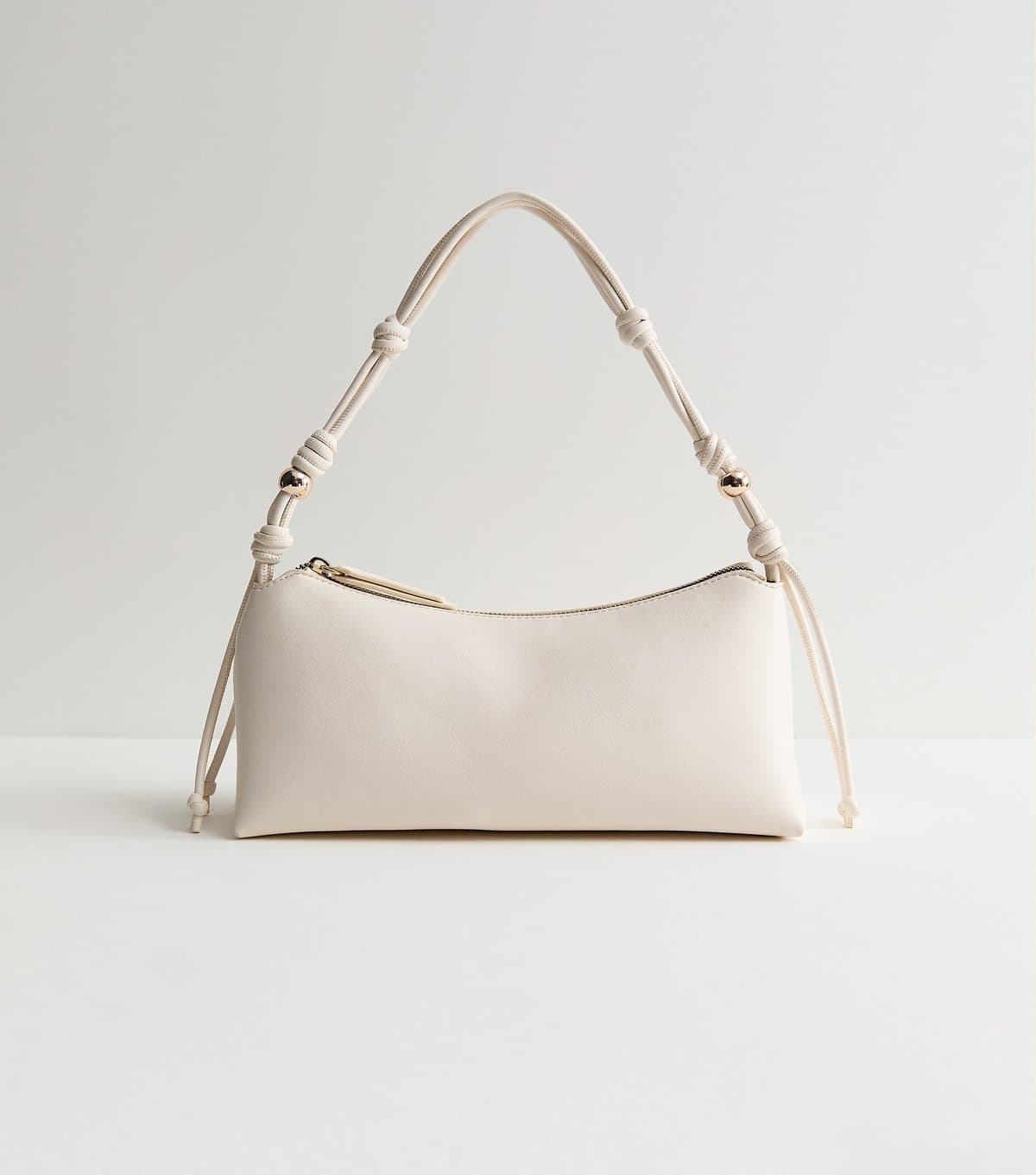 New Look White Faux Leather Knotted Handle Shoulder Bag New Look