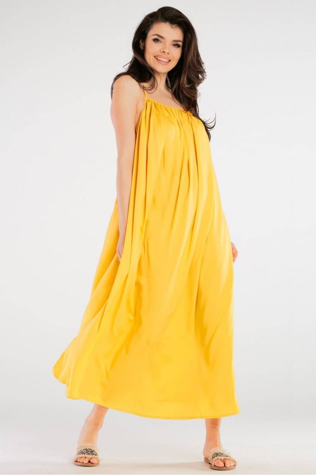 Love Lace Love Lace Women's Airy Viscose Maxi Dress with Back Circle in Yellow