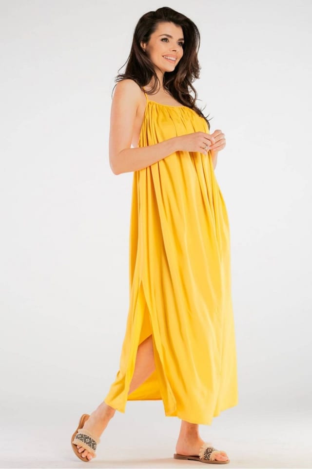 Love Lace Love Lace Women's Airy Viscose Maxi Dress with Back Circle in Yellow - 2