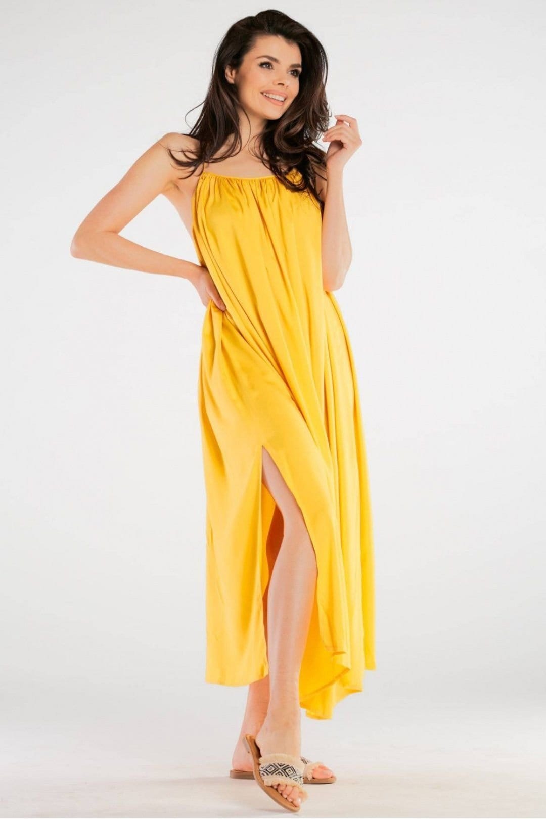 Love Lace Love Lace Women's Airy Viscose Maxi Dress with Back Circle in Yellow - 4